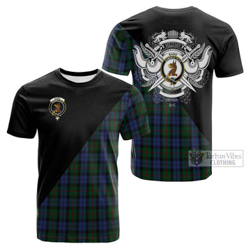 Baird Tartan Cotton T-shirt with Family Crest and Military Logo Style