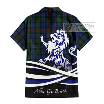 Baird Tartan Short Sleeve Button Shirt with Alba Gu Brath Regal Lion Emblem