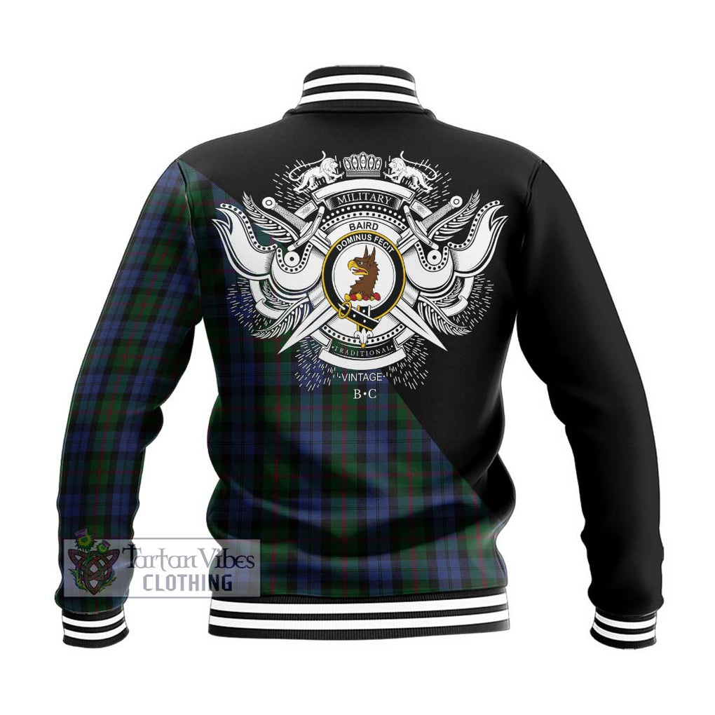 Baird Tartan Baseball Jacket with Family Crest and Military Logo Style - Tartanvibesclothing Shop