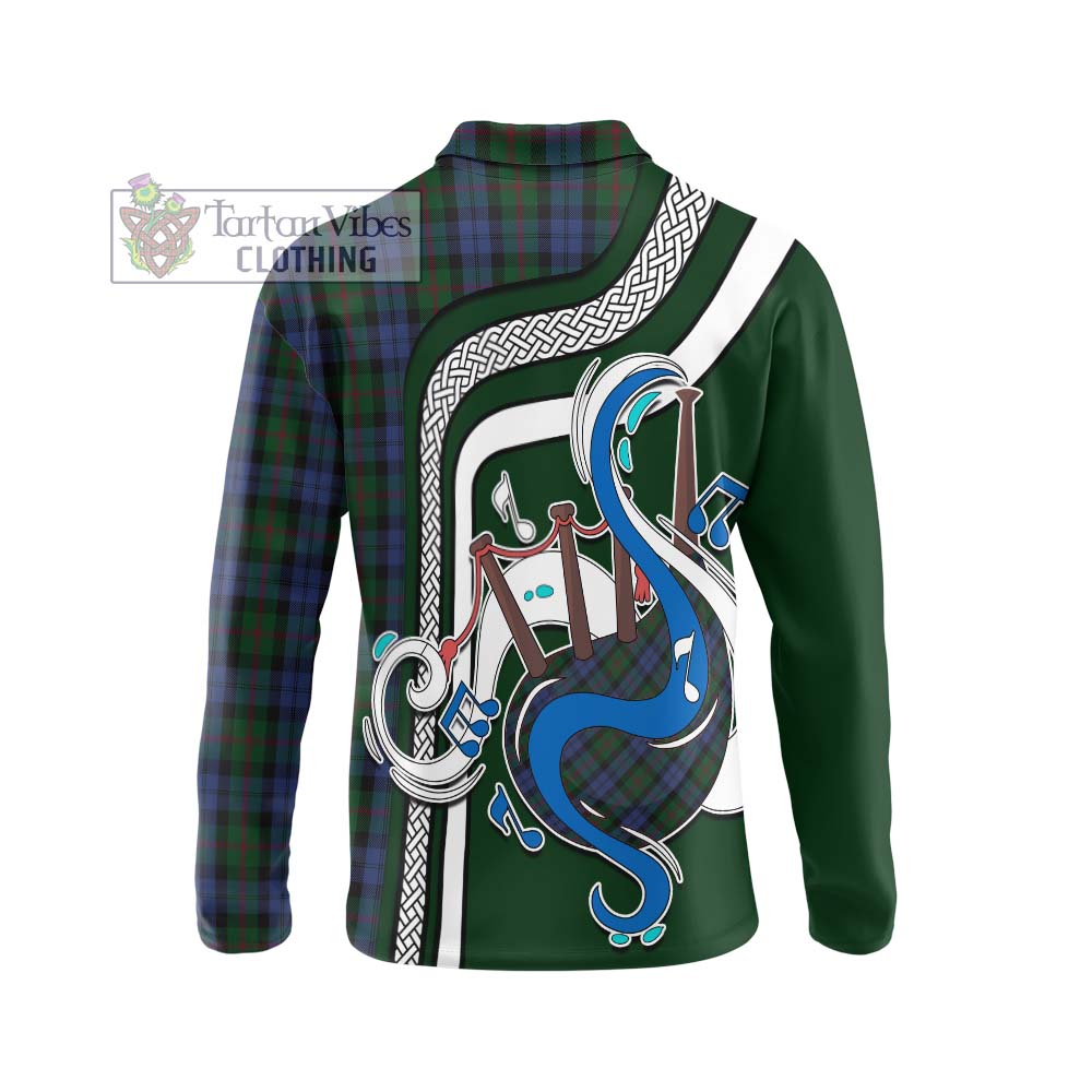 Tartan Vibes Clothing Baird Tartan Long Sleeve Polo Shirt with Epic Bagpipe Style