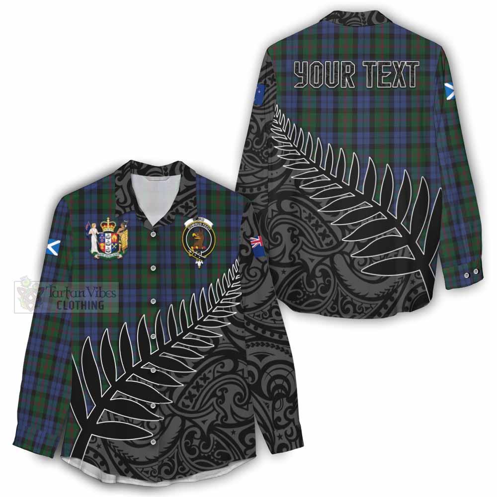 Tartan Vibes Clothing Baird Crest Tartan Women's Casual Shirt with New Zealand Silver Fern Half Style