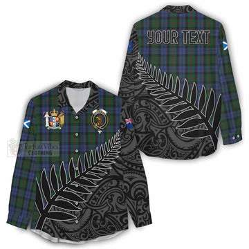 Baird Crest Tartan Women's Casual Shirt with New Zealand Silver Fern Half Style