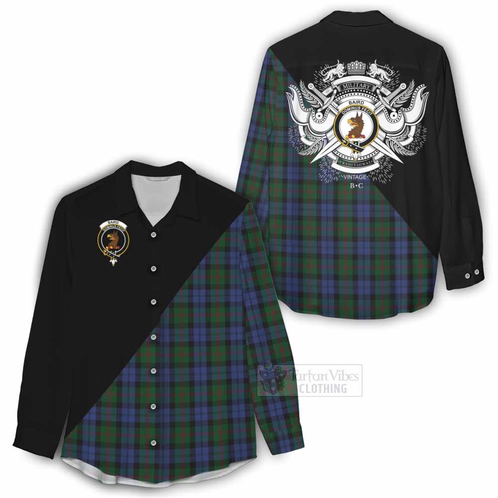 Tartan Vibes Clothing Baird Tartan Women's Casual Shirt with Family Crest and Military Logo Style