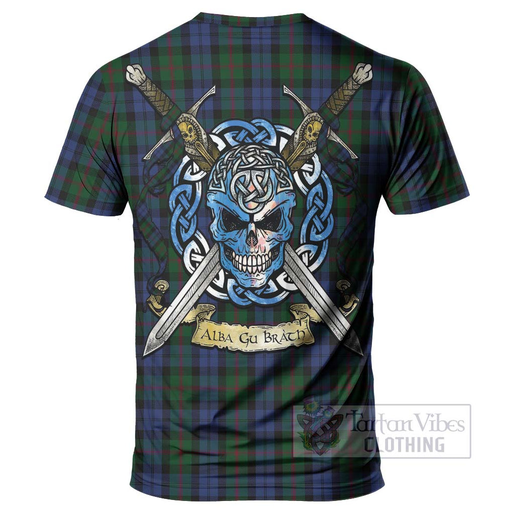 Tartan Vibes Clothing Baird Tartan T-Shirt with Family Crest Celtic Skull Style