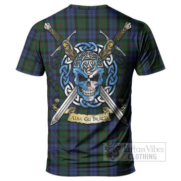 Baird Tartan T-Shirt with Family Crest Celtic Skull Style