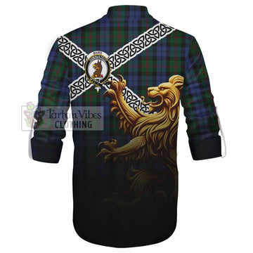 Baird Crest Tartan Ghillie Kilt Shirt with Golden Lion Emblem Celtic Style - Tartan Vibes Clothing
