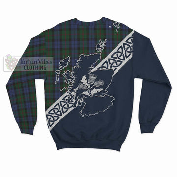 Baird Tartan Sweatshirt Featuring Thistle and Scotland Map