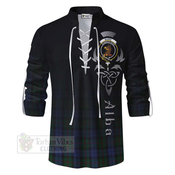 Baird Tartan Ghillie Kilt Shirt Featuring Alba Gu Brath Family Crest Celtic Inspired