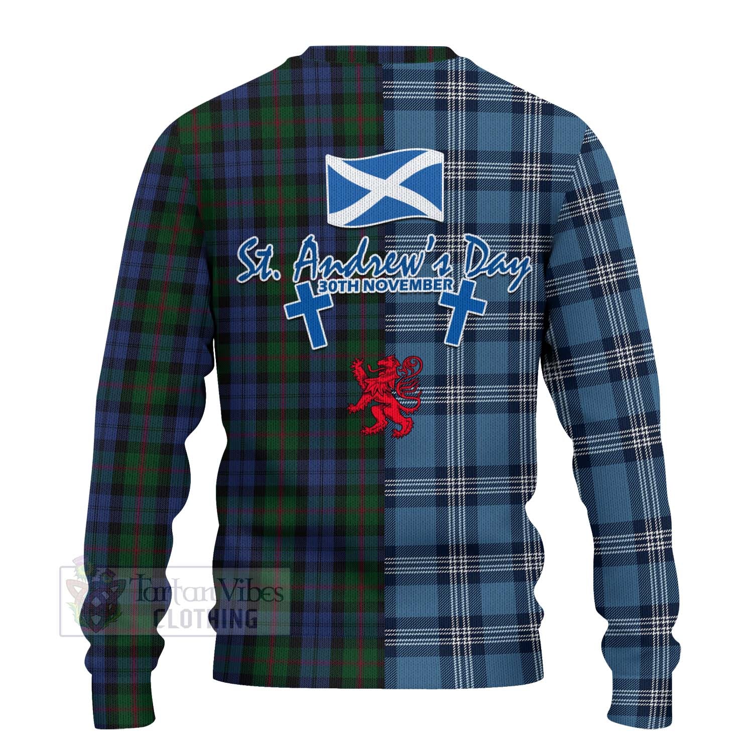 Tartan Vibes Clothing Baird Tartan Knitted Sweater Happy St. Andrew's Day Half Tartan Style