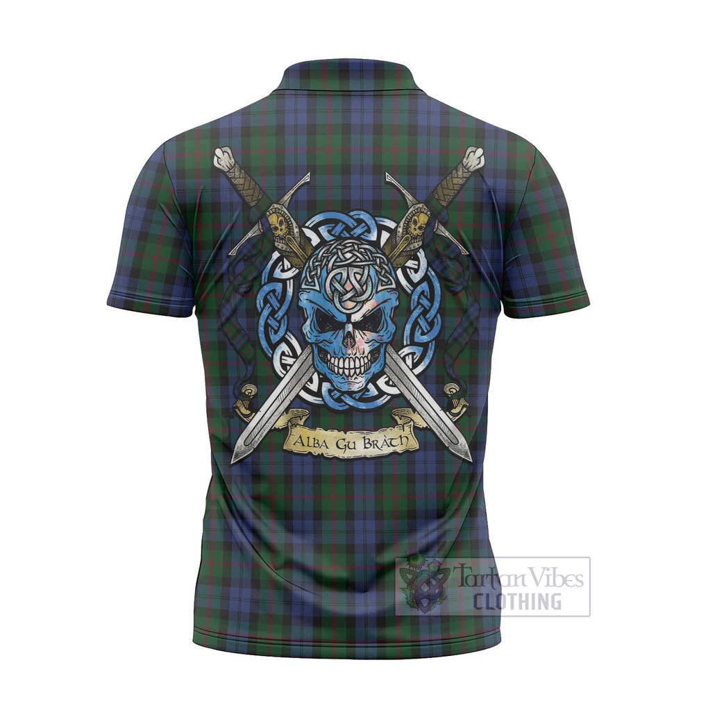 Tartan Vibes Clothing Baird Tartan Zipper Polo Shirt with Family Crest Celtic Skull Style