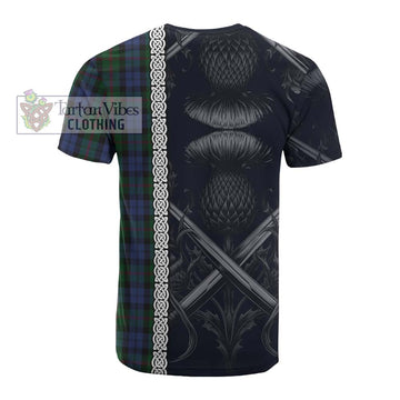 Baird Tartan Cotton T-shirt with Family Crest Cross Sword Thistle Celtic Vibes