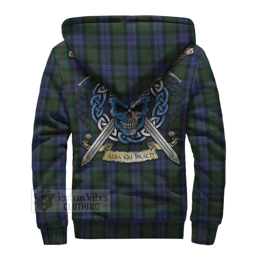 Tartan Vibes Clothing Baird Tartan Sherpa Hoodie with Family Crest Celtic Skull Style