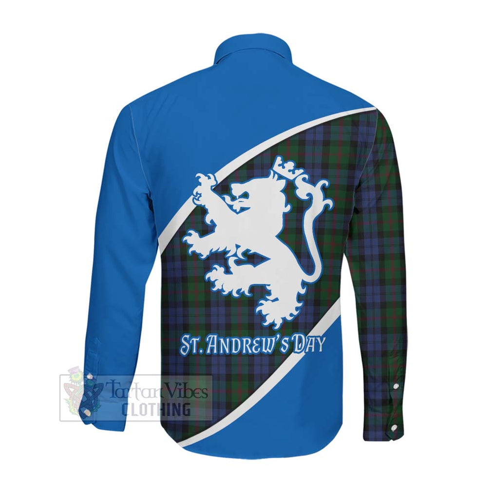 Tartan Vibes Clothing Baird Family Crest Tartan Long Sleeve Button Shirt Celebrate Saint Andrew's Day in Style