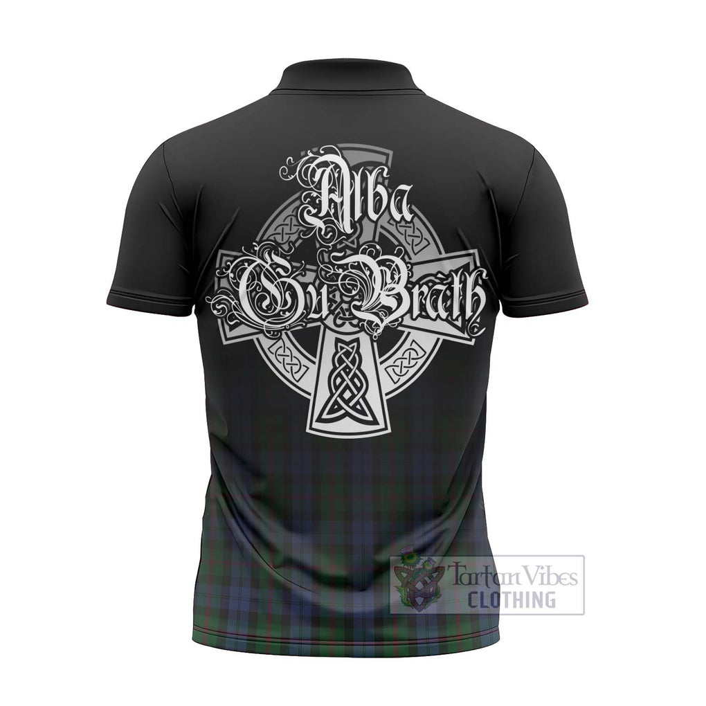 Tartan Vibes Clothing Baird Tartan Zipper Polo Shirt Featuring Alba Gu Brath Family Crest Celtic Inspired