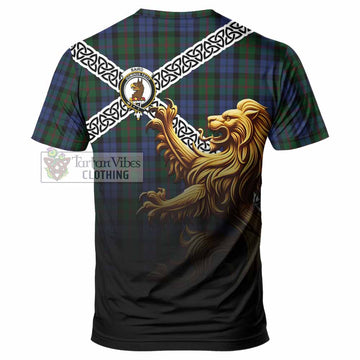 Baird Crest Tartan T-Shirt with Golden Lion Emblem Celtic Style - Tartan Vibes Clothing