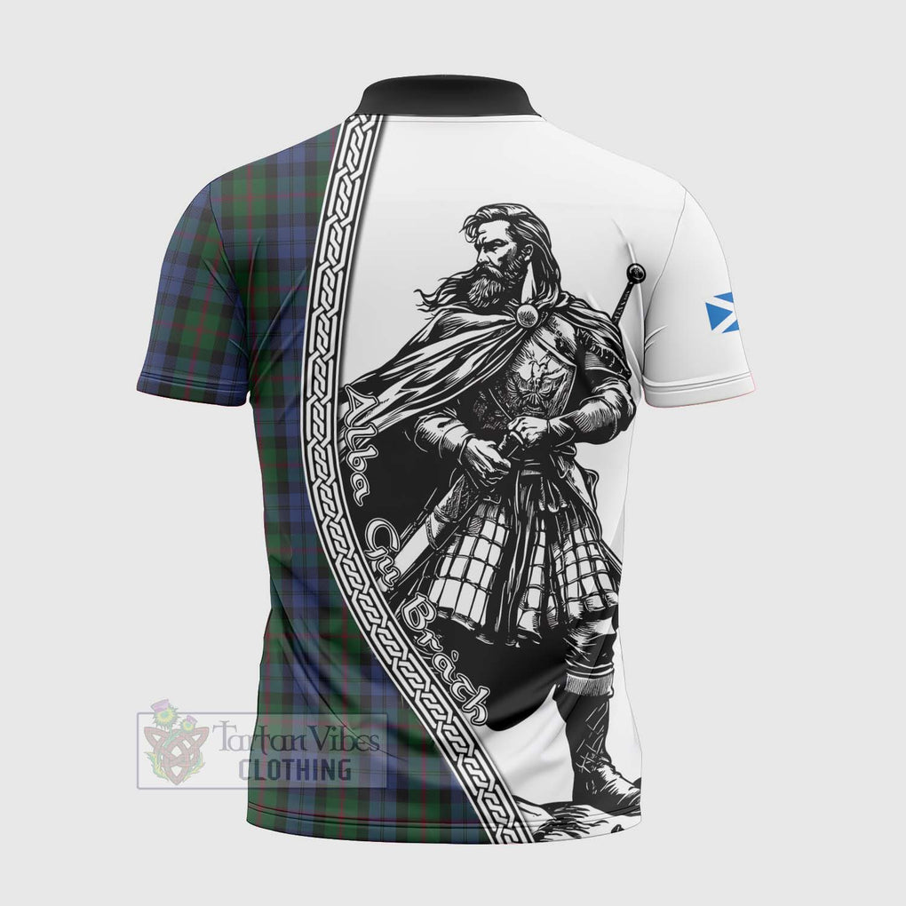 Tartan Vibes Clothing Baird Tartan Clan Crest Zipper Polo Shirt with Highlander Warrior Celtic Style