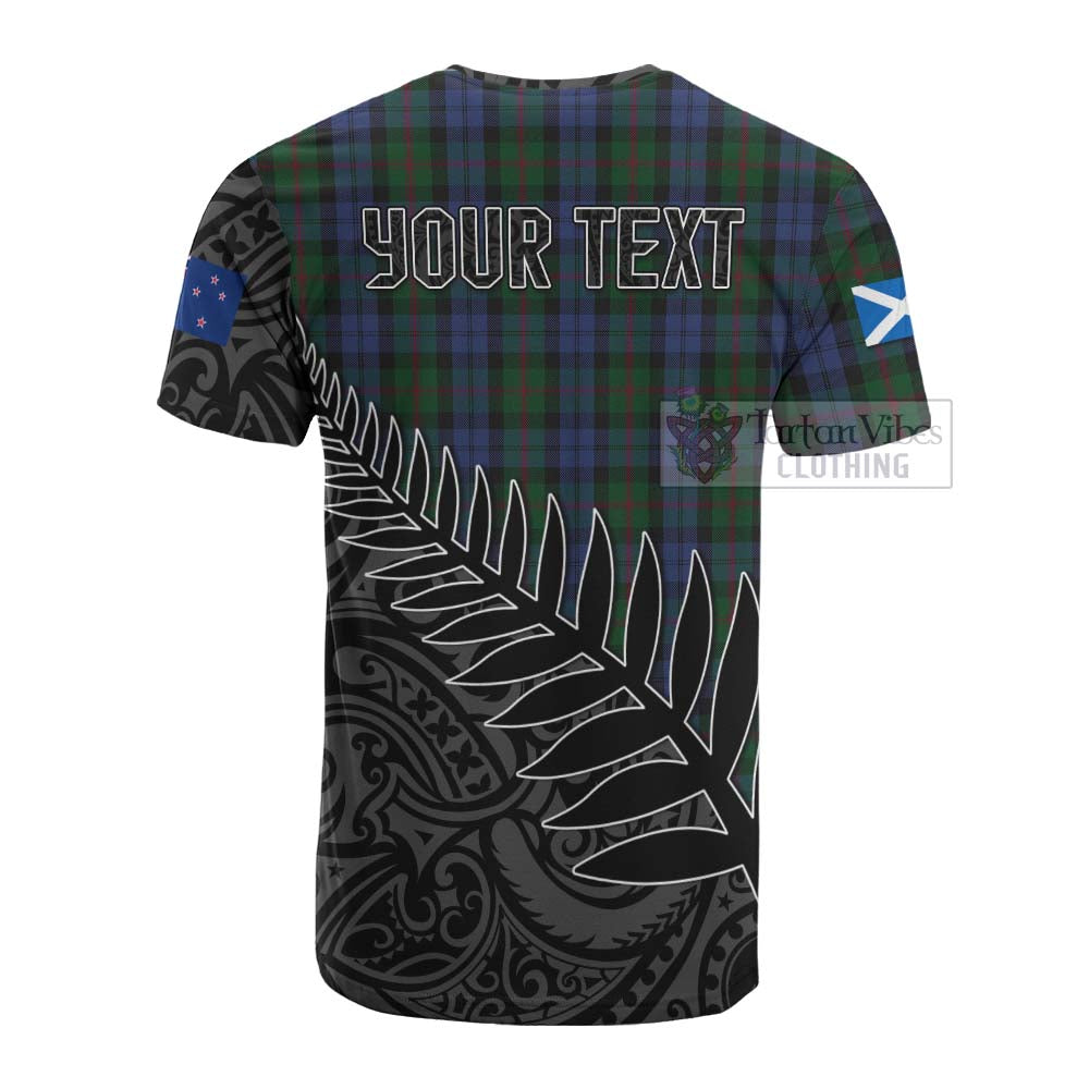 Tartan Vibes Clothing Baird Crest Tartan Cotton T-shirt with New Zealand Silver Fern Half Style