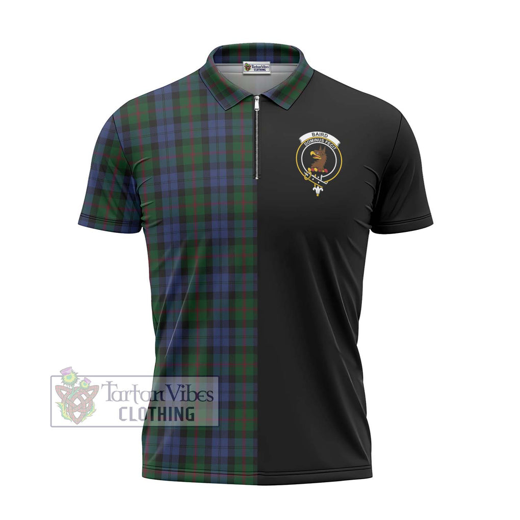 Baird Tartan Zipper Polo Shirt with Family Crest and Half Of Me Style - Tartanvibesclothing Shop