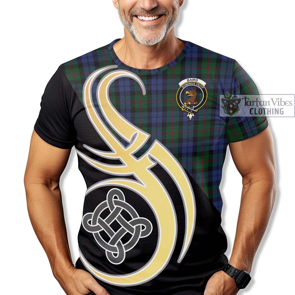 Tartan Vibes Clothing Baird Tartan T-Shirt with Family Crest and Celtic Symbol Style