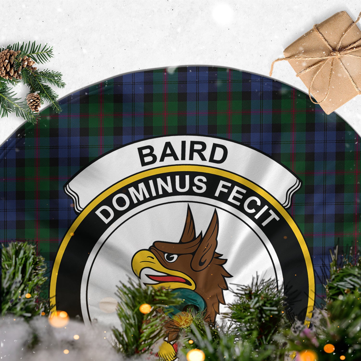 Baird Tartan Christmas Tree Skirt with Family Crest - Tartanvibesclothing