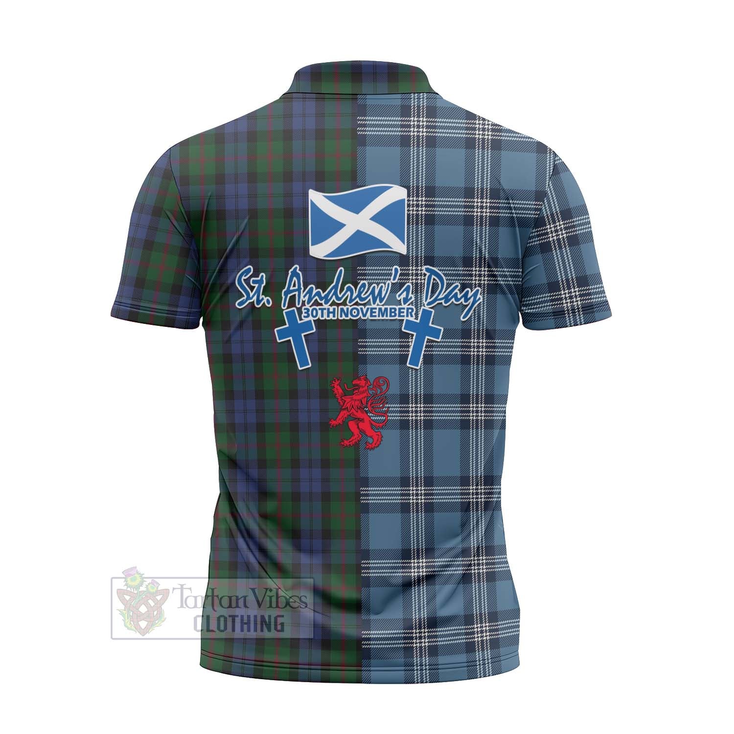 Tartan Vibes Clothing Baird Tartan Zipper Polo Shirt Happy St. Andrew's Day Half Tartan Style