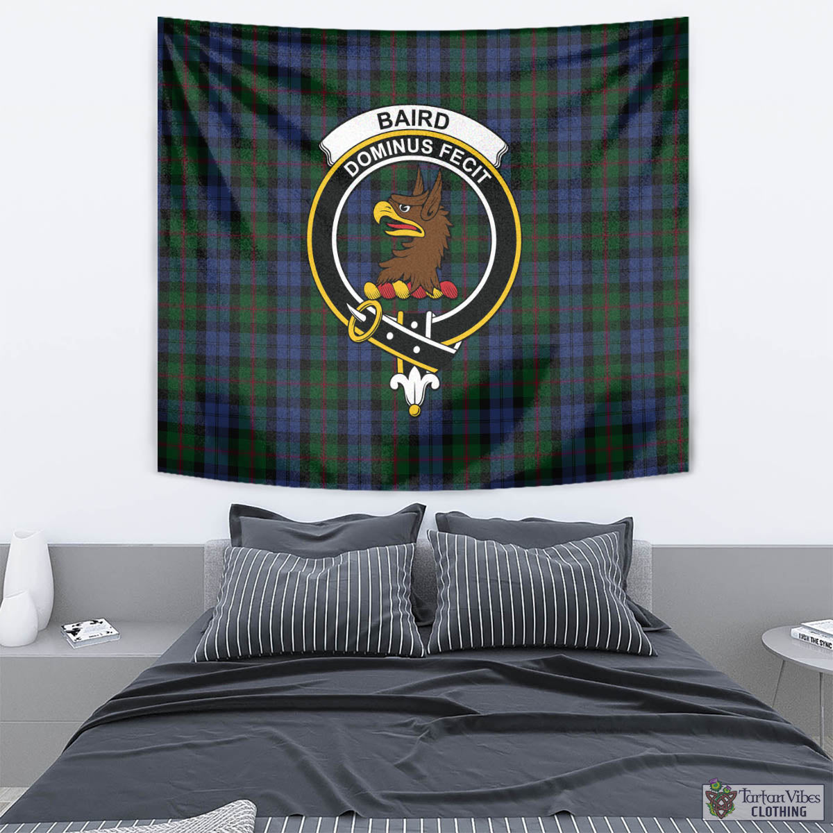 Tartan Vibes Clothing Baird Tartan Tapestry Wall Hanging and Home Decor for Room with Family Crest