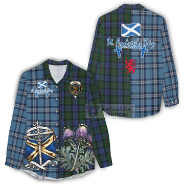 Baird Tartan Women's Casual Shirt Happy St. Andrew's Day Half Tartan Style