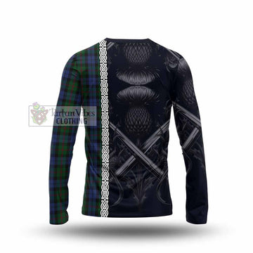 Baird Tartan Long Sleeve T-Shirt with Family Crest Cross Sword Thistle Celtic Vibes