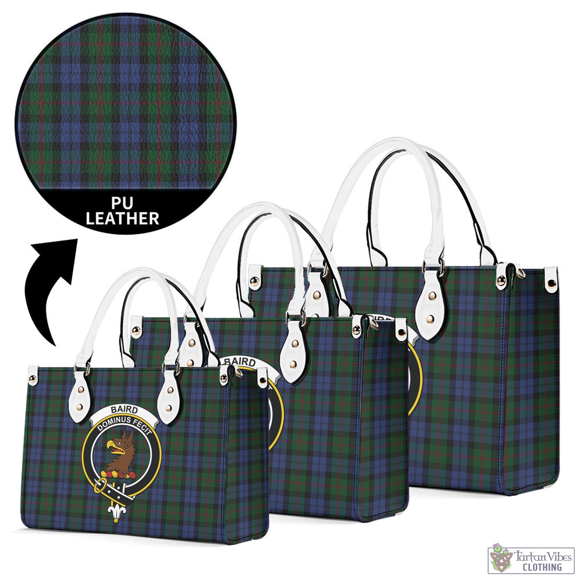 Tartan Vibes Clothing Baird Tartan Luxury Leather Handbags with Family Crest