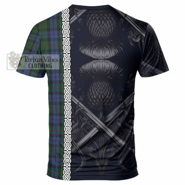 Baird Tartan T-Shirt with Family Crest Cross Sword Thistle Celtic Vibes