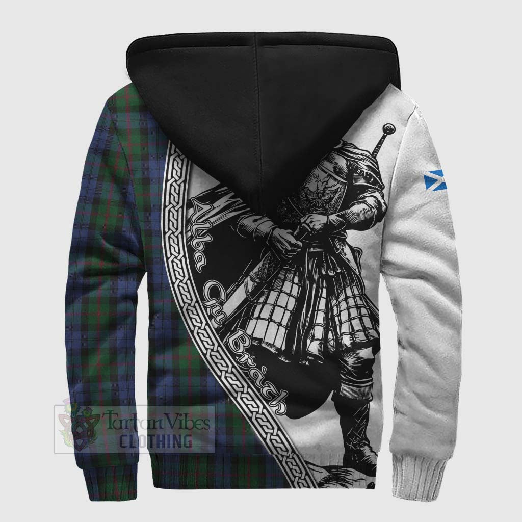 Tartan Vibes Clothing Baird Tartan Clan Crest Sherpa Hoodie with Highlander Warrior Celtic Style