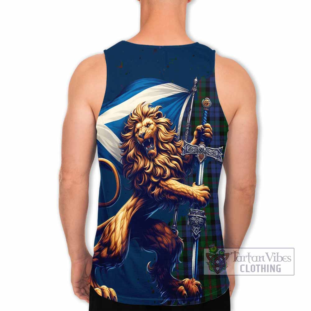 Tartan Vibes Clothing Baird Tartan Family Crest Men's Tank Top with Scottish Majestic Lion