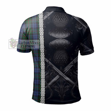 Baird Tartan Polo Shirt with Family Crest Cross Sword Thistle Celtic Vibes