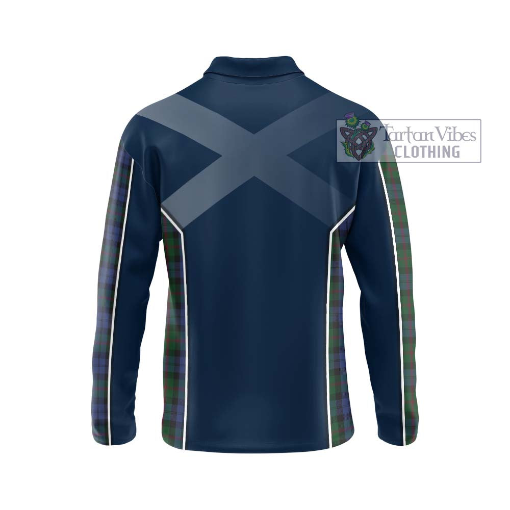 Baird Tartan Long Sleeve Polo Shirt with Family Crest and Lion Rampant Vibes Sport Style - Tartan Vibes Clothing