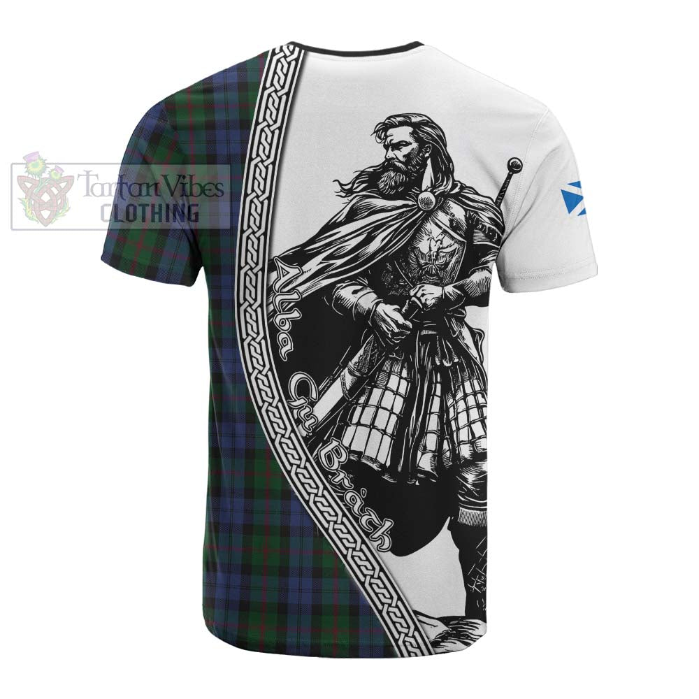 Baird Tartan Clan Crest Cotton T-shirt with Highlander Warrior Celtic Style