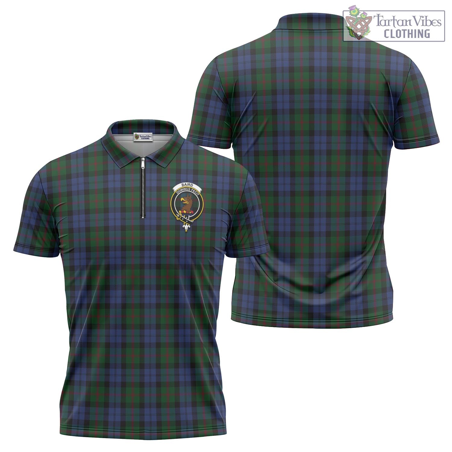 Tartan Vibes Clothing Baird Tartan Zipper Polo Shirt with Family Crest