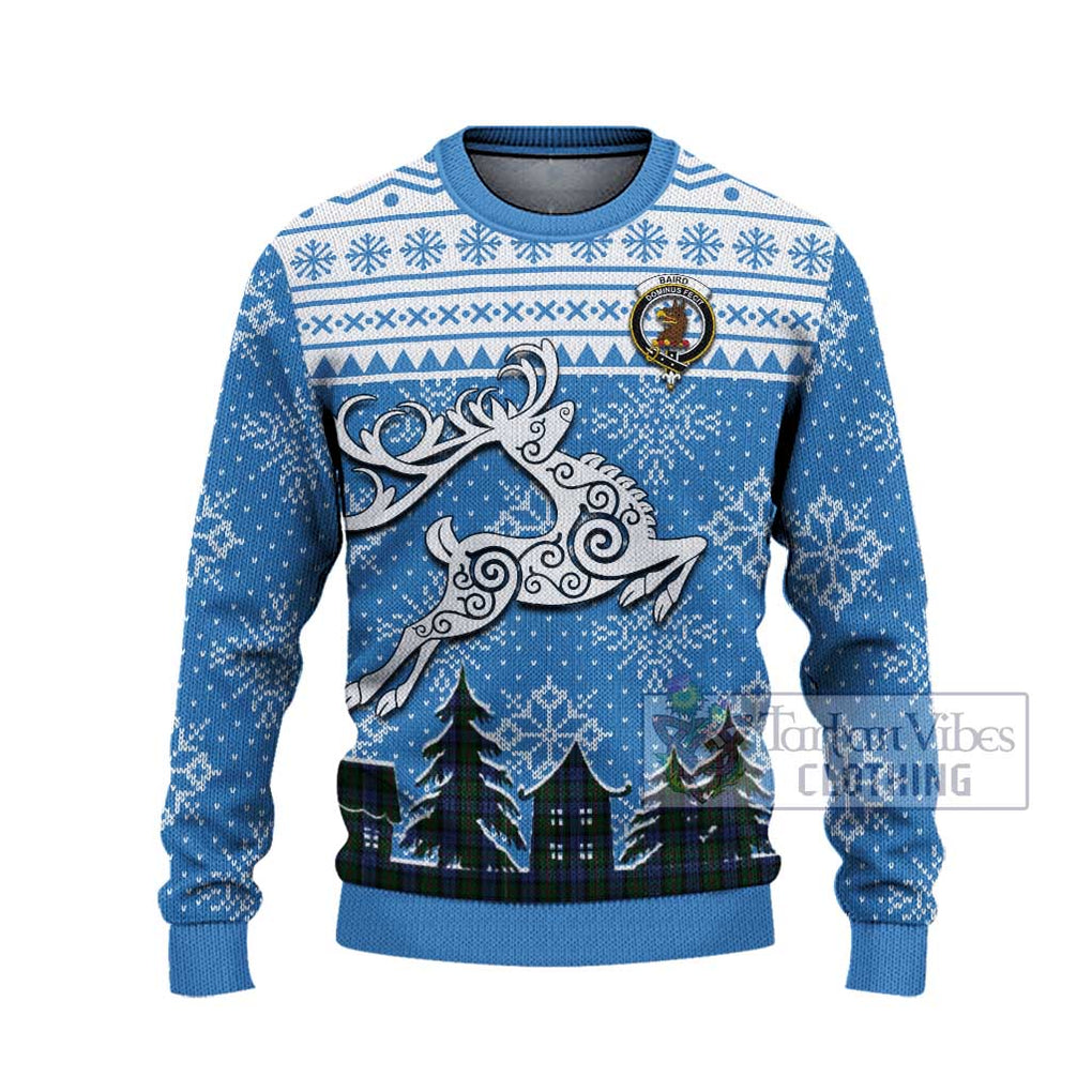 Tartan Vibes Clothing Baird Clan Christmas Ugly Sweater with Tartan and Celtic Raindeer Style