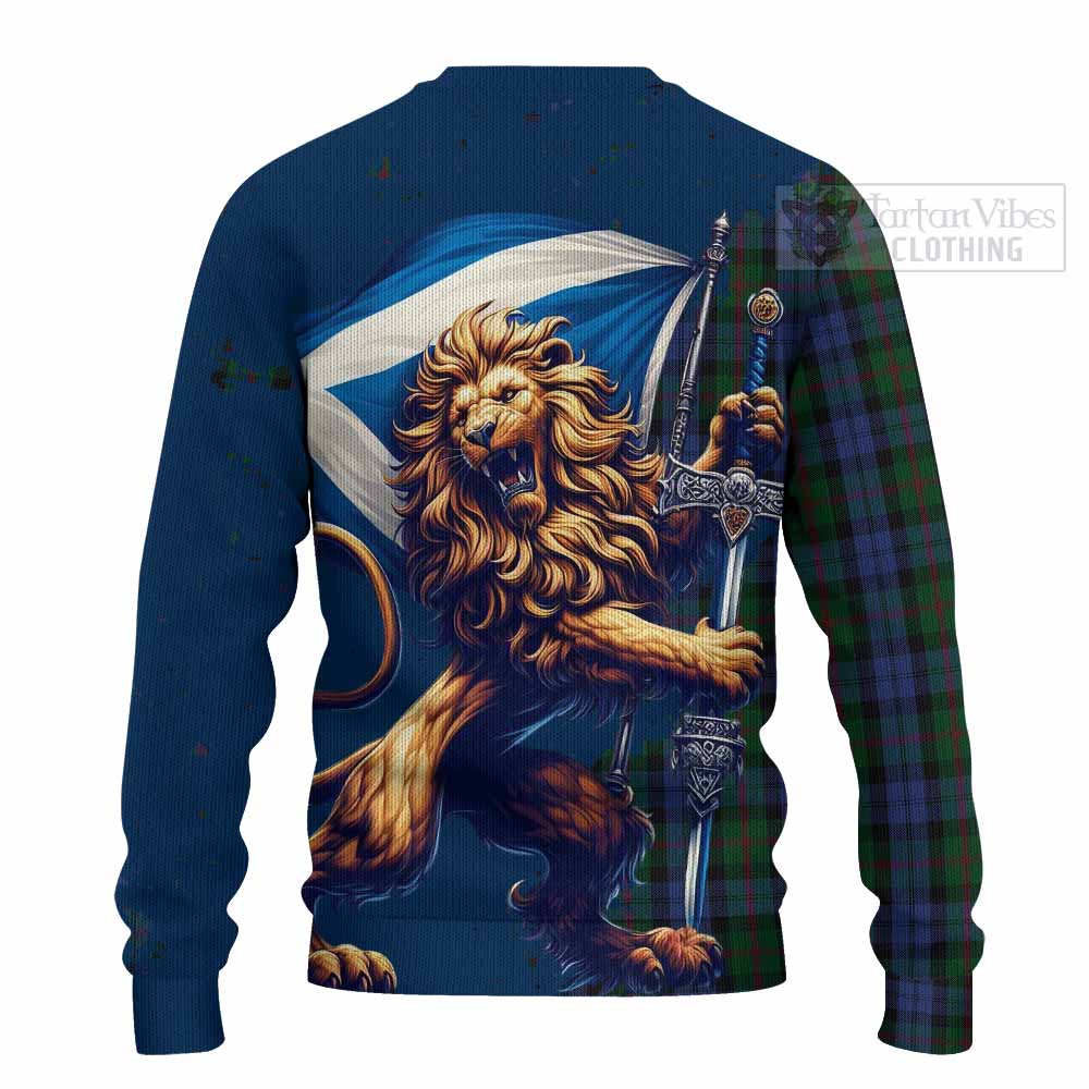 Tartan Vibes Clothing Baird Tartan Family Crest Knitted Sweater with Scottish Majestic Lion