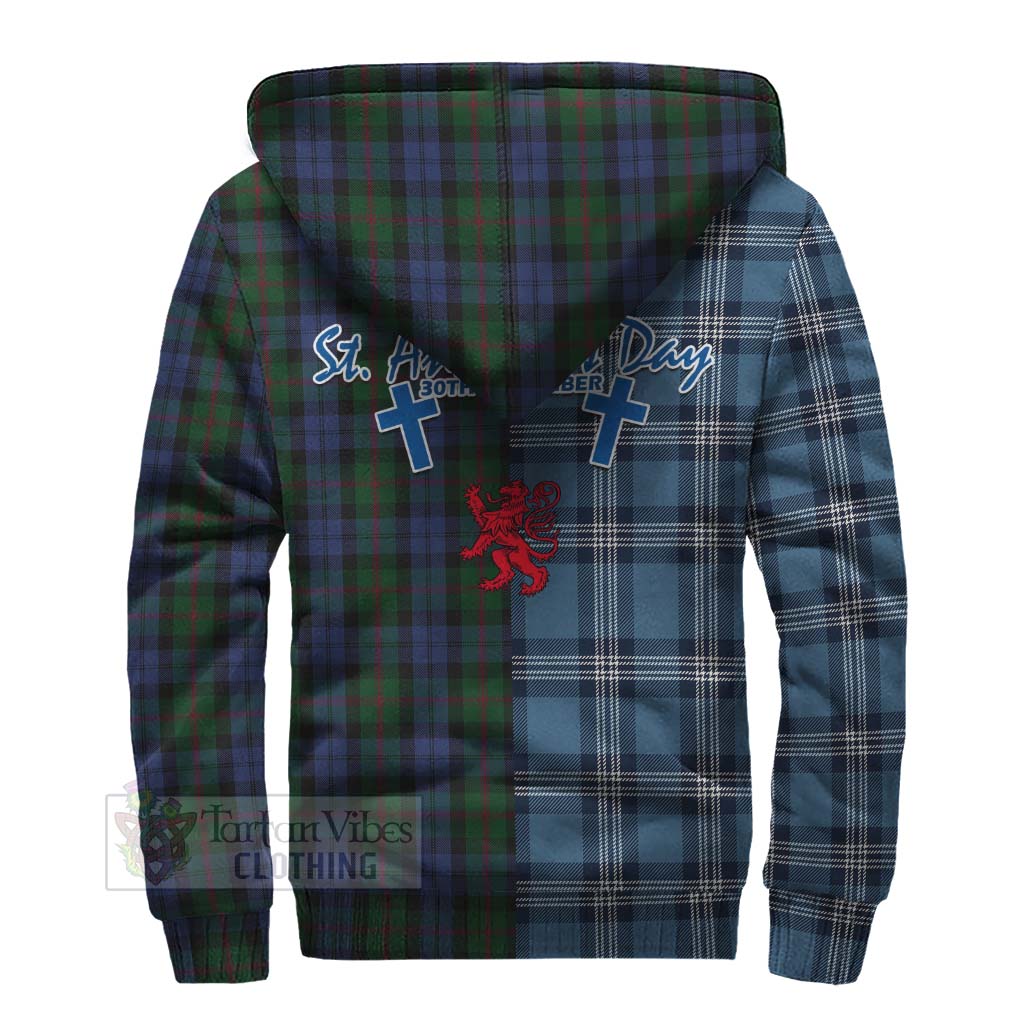 Tartan Vibes Clothing Baird Tartan Sherpa Hoodie Happy St. Andrew's Day Half Tartan Style