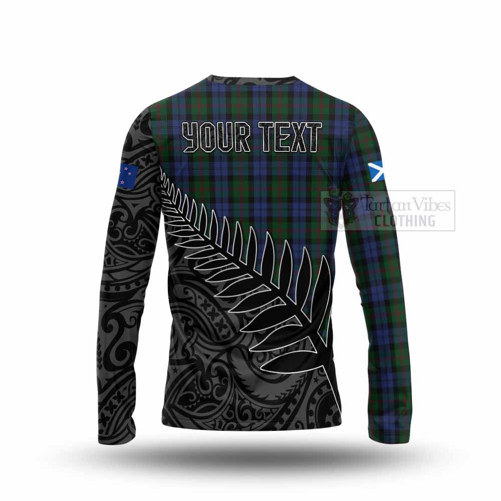 Tartan Vibes Clothing Baird Crest Tartan Long Sleeve T-Shirt with New Zealand Silver Fern Half Style