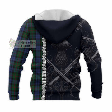 Baird Tartan Knitted Hoodie with Family Crest Cross Sword Thistle Celtic Vibes