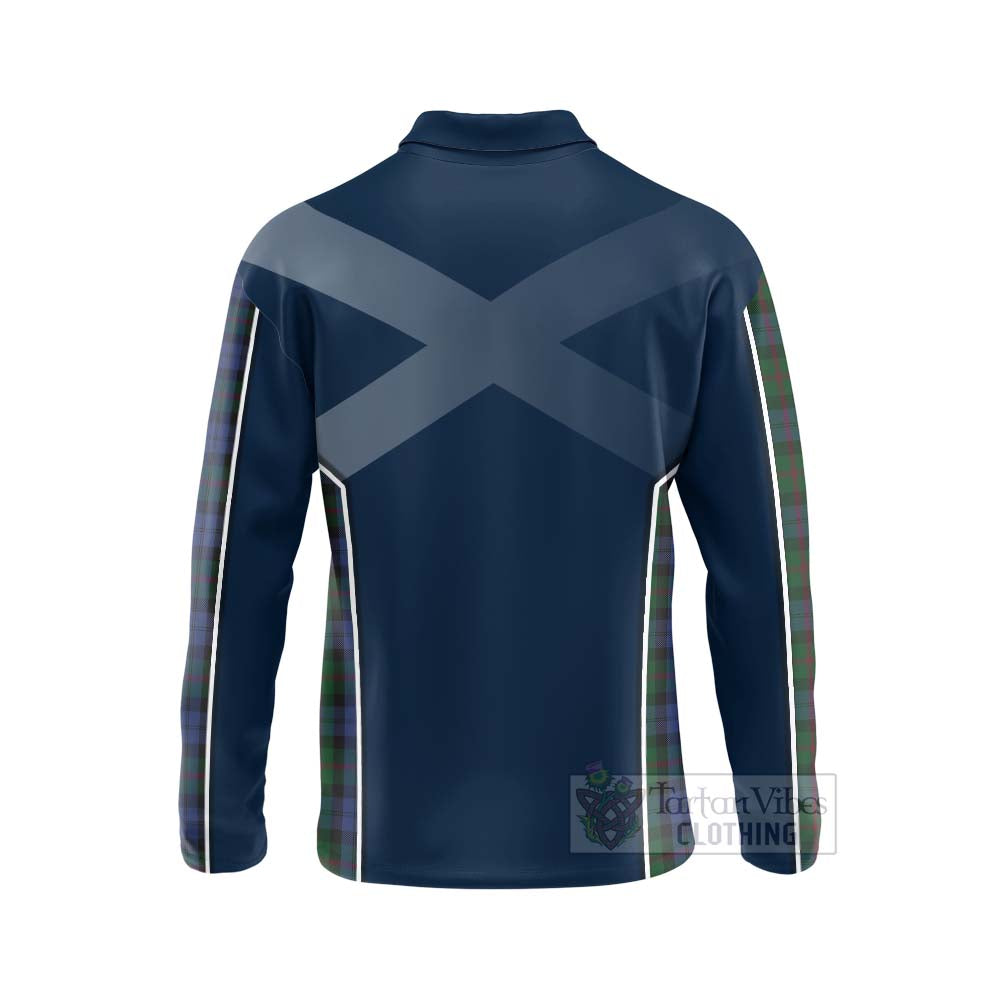 Tartan Vibes Clothing Baird Tartan Long Sleeve Polo Shirt with Family Crest and Scottish Thistle Vibes Sport Style