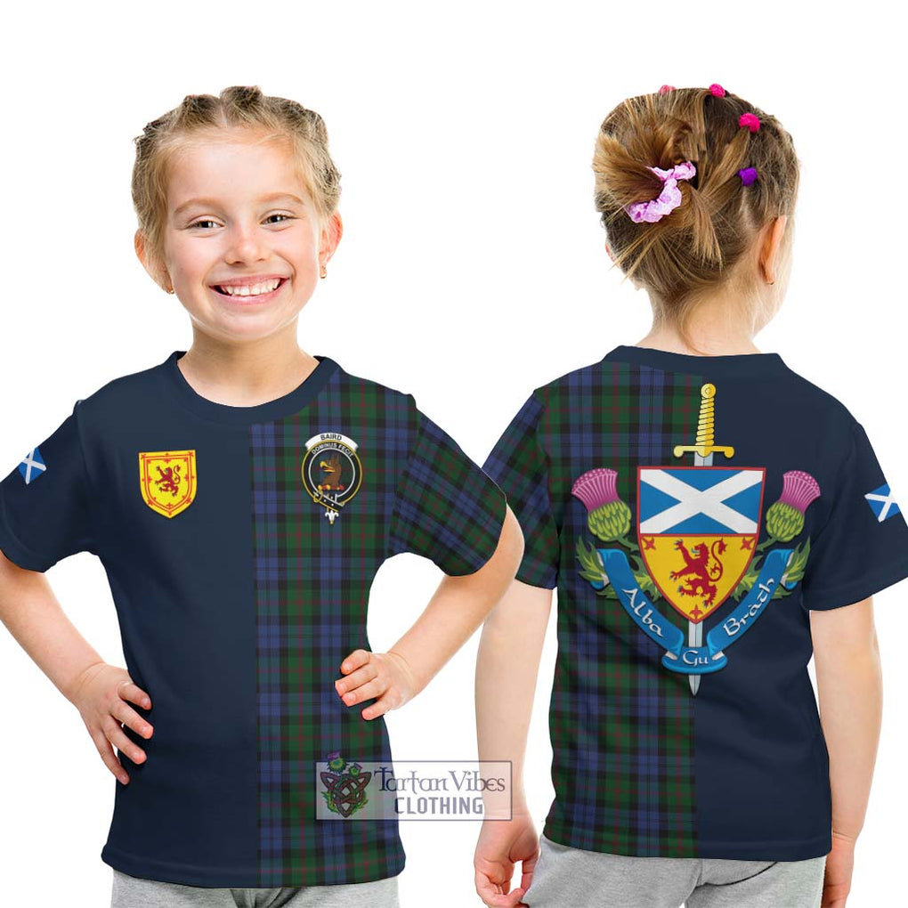 Tartan Vibes Clothing Baird Tartan Kid T-Shirt with Scottish Lion Royal Arm Half Style