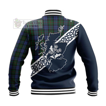 Baird Tartan Baseball Jacket Featuring Thistle and Scotland Map