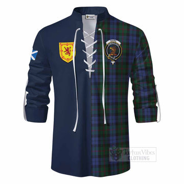 Baird Tartan Ghillie Kilt Shirt Alba with Scottish Lion Royal Arm Half Style