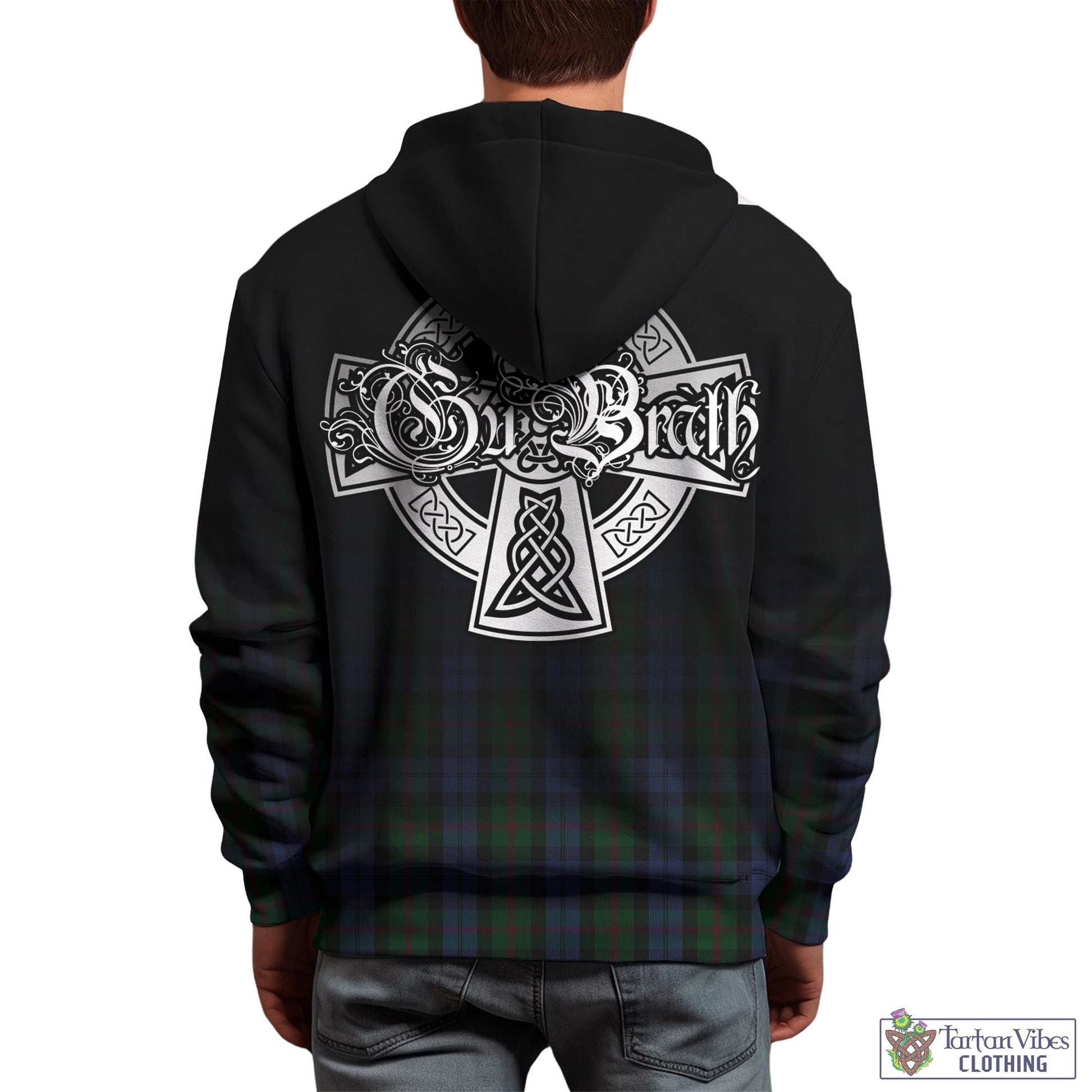 Tartan Vibes Clothing Baird Tartan Hoodie Featuring Alba Gu Brath Family Crest Celtic Inspired