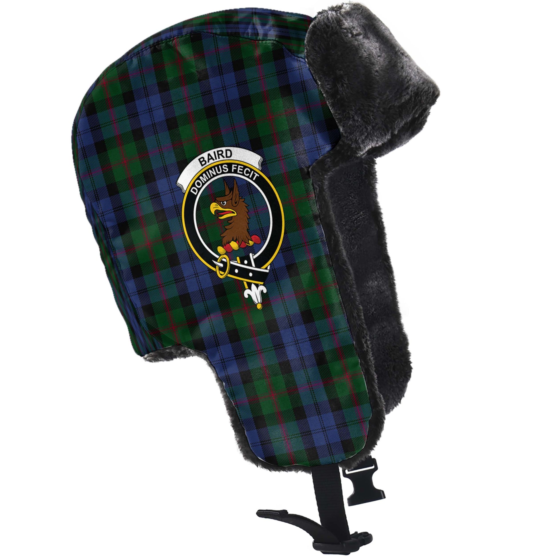 Baird Tartan Winter Trapper Hat with Family Crest - Tartanvibesclothing