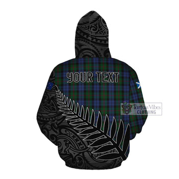 Baird Crest Tartan Cotton Hoodie with New Zealand Silver Fern Half Style