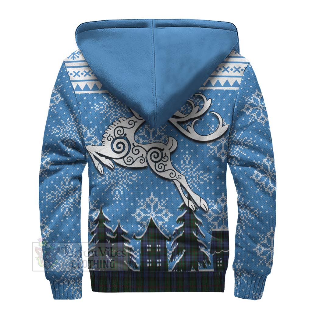 Tartan Vibes Clothing Baird Clan Christmas Sherpa Hoodie Celtic Reindeer Style