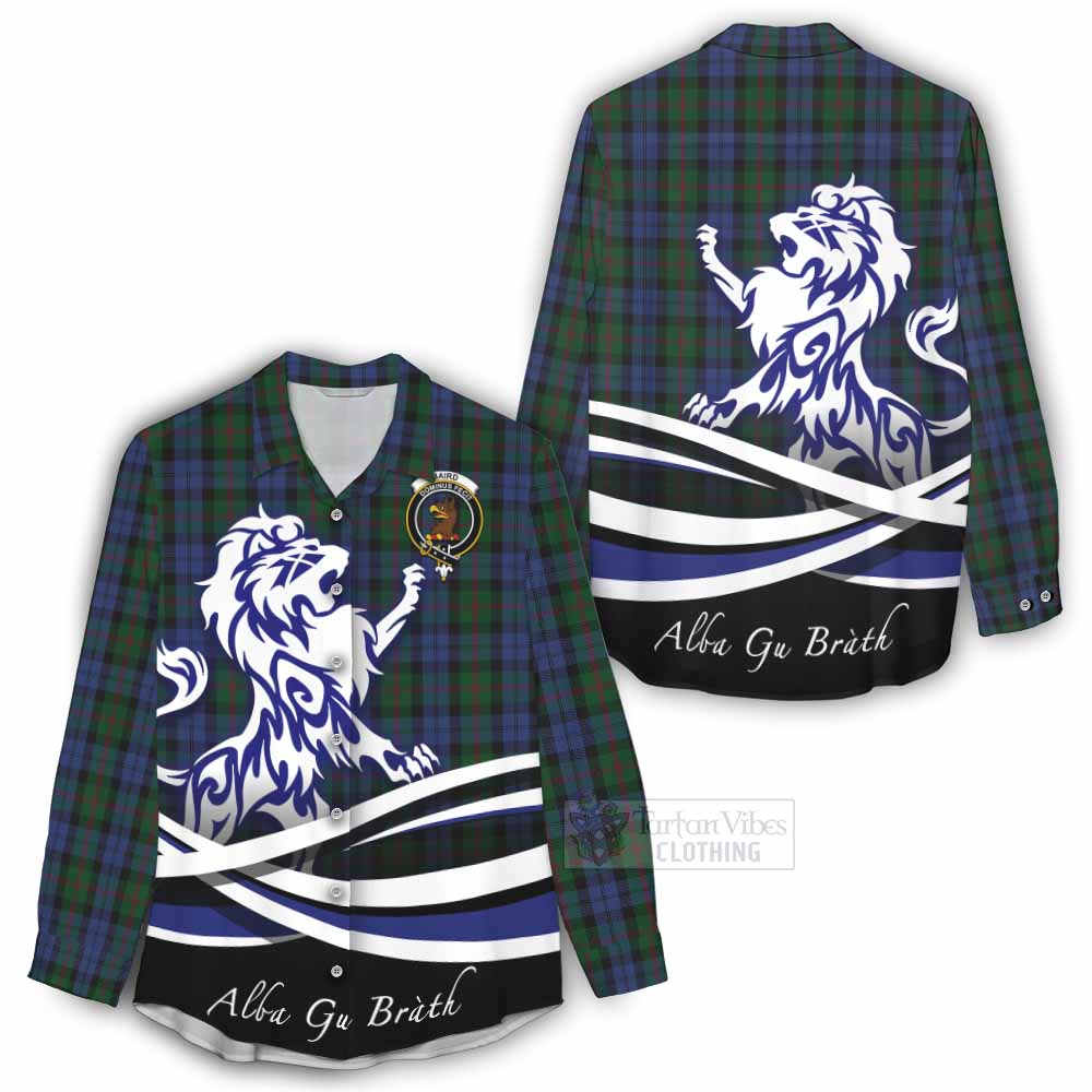 Tartan Vibes Clothing Baird Tartan Women's Casual Shirt with Alba Gu Brath Regal Lion Emblem